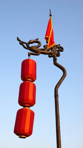 中国西安の赤い提灯の風景 — ストック写真