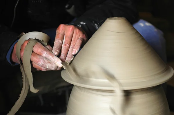 Takže Porcelánová Váza Hlínou Připraven Vypalování Peci — Stock fotografie