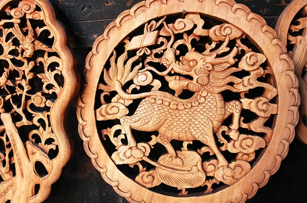 Wooden Carving Dragon East China — Stock Photo, Image