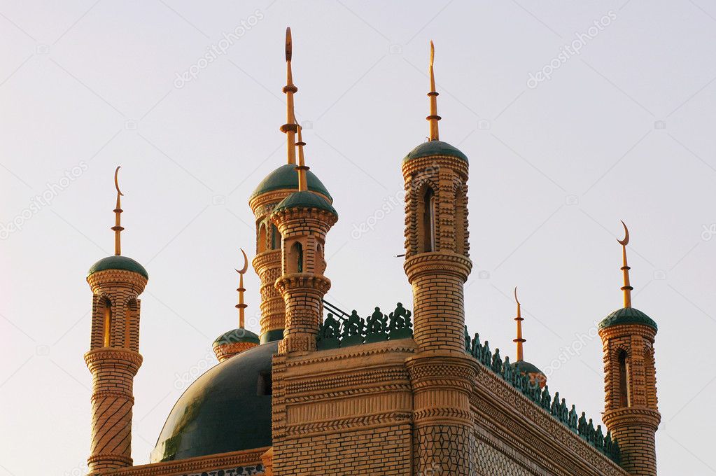 Landmarks of the roofs of a famous mosque in Sinkiang China