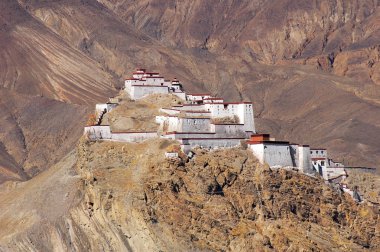 Distant view of an ancient castle in Tibet clipart