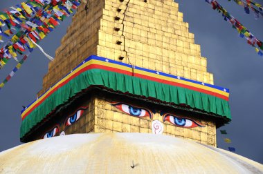 Kathmandu tarihsel bir Budist pagoda ayrıntılarını