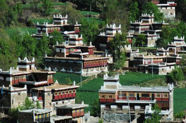 Landscape of Tibetan buildings clipart