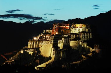 Night scenes of Potala Palace clipart
