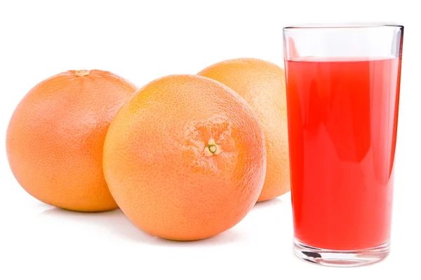 Grapefruits Glass Juice Isolated White — Stock Photo, Image