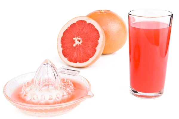 Juicer Cut Grapefruit Glass Juice Isolated White — Stock Photo, Image