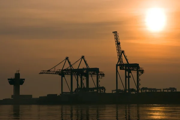 Východ slunce v přístavu — Stock fotografie