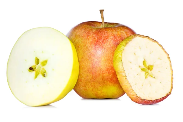 Świeże i suszone jabłka. — Zdjęcie stockowe