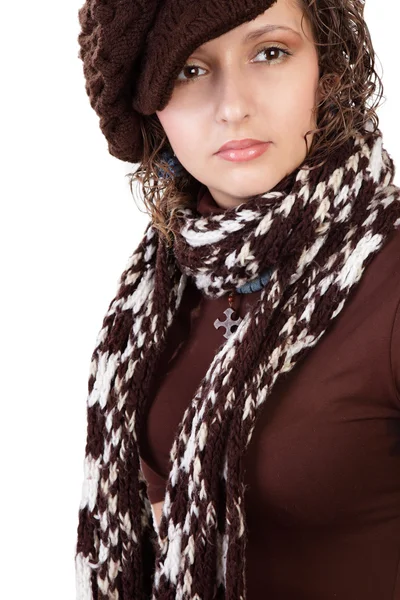 Зображення красивої жінки в зимовому капелюсі — стокове фото
