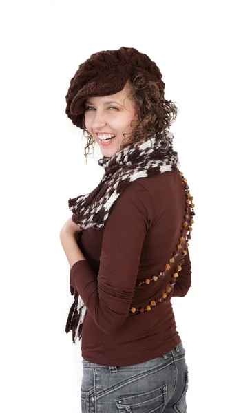 Imagem de mulher bonita em chapéu de inverno — Fotografia de Stock