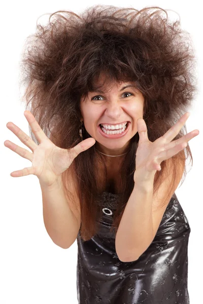Sinirli ve öfkeli bir kadın yüksek sesle çığlık atıyor — Stok fotoğraf
