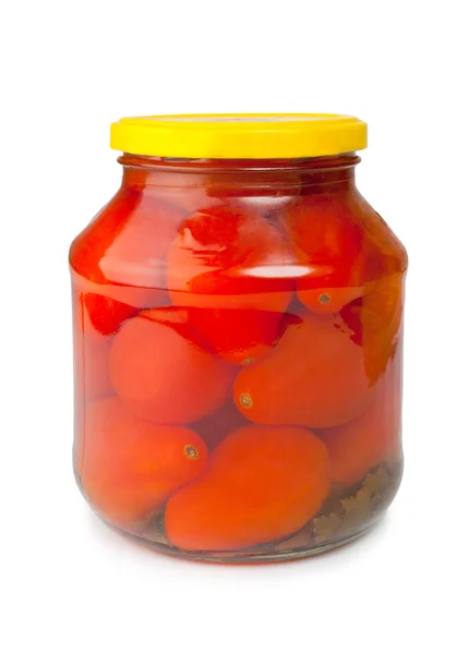 stock image Canned tomatoes in glass jars