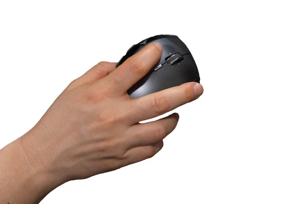 Женская Рука Компьютерной Мышью — стоковое фото
