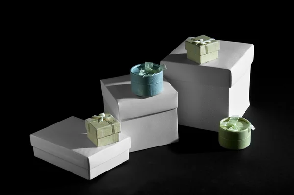 stock image Gift boxes on a black background