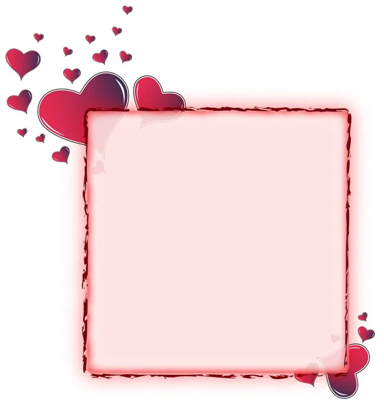 Červené amarantu srdce frame - zaoblené — Stock fotografie
