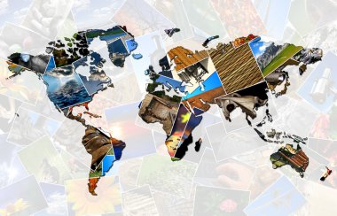 World map made of several photos clipart