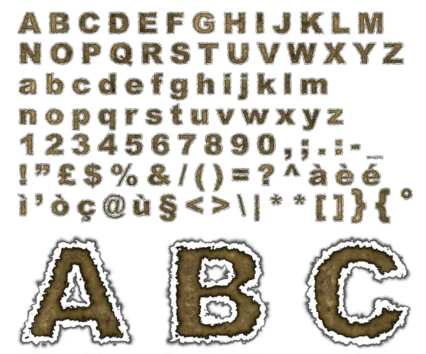 バーント羊皮紙のアルファベット — ストック写真