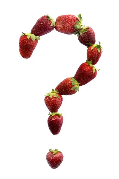用草莓的问号 — 图库照片