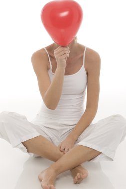 Young beautyful caucasian woman with balloon clipart