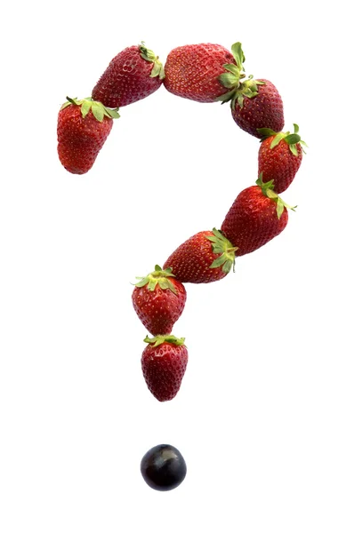 Frågetecken med jordgubbar — Stockfoto