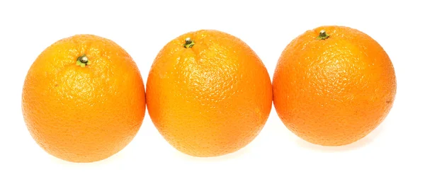Três laranjas no fundo branco — Fotografia de Stock