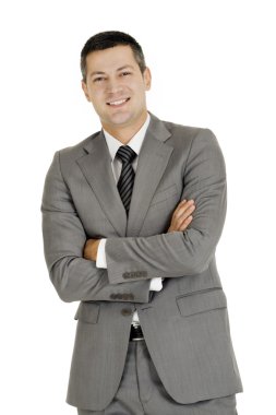 Businessman with arms folded clipart