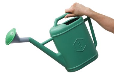 Hand holding a watering can clipart