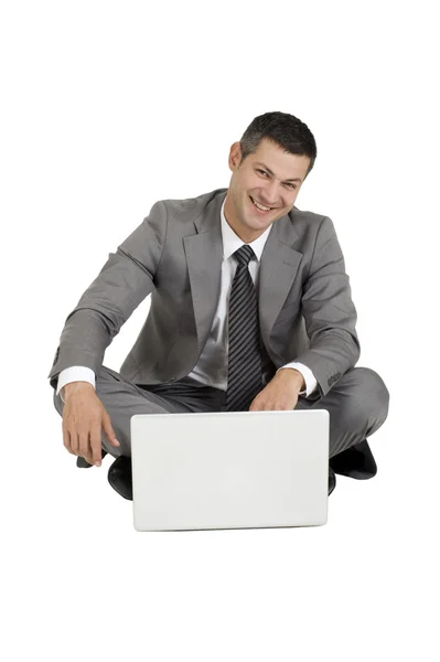 ノートパソコンを持つビジネスマン — ストック写真