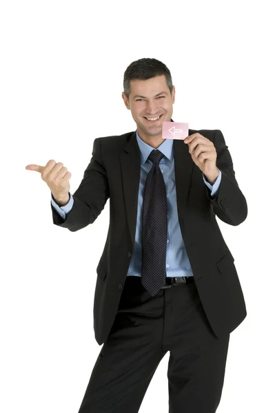 Businessman with a red card — Stock Photo, Image