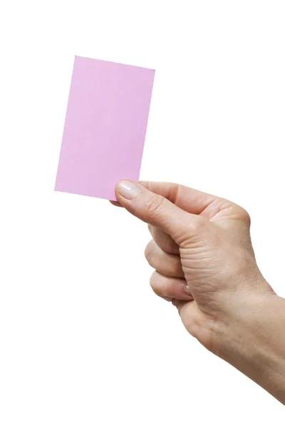 Рука Держит Розовый Лист Бумаги — стоковое фото