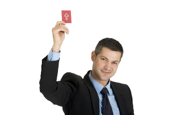 Επιχειρηματίας Μια Κόκκινη Κάρτα — Φωτογραφία Αρχείου
