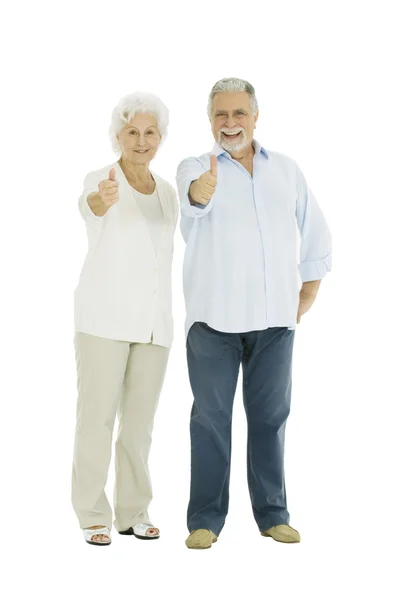快乐老年夫妇与大拇指 — 图库照片