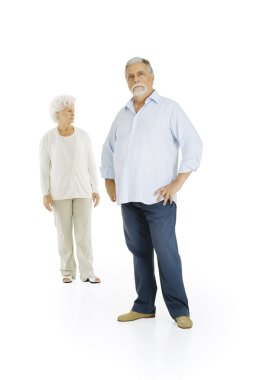 Elderly couple separated clipart