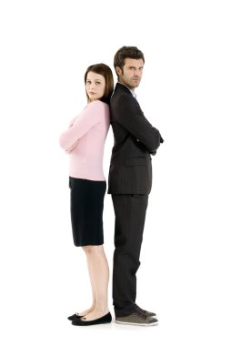 Couple standing back to back clipart