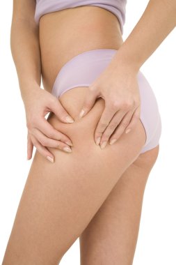 Woman controls the cellulite on the thighs clipart