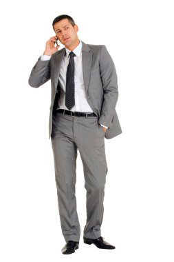 Businessman with mobile phone clipart