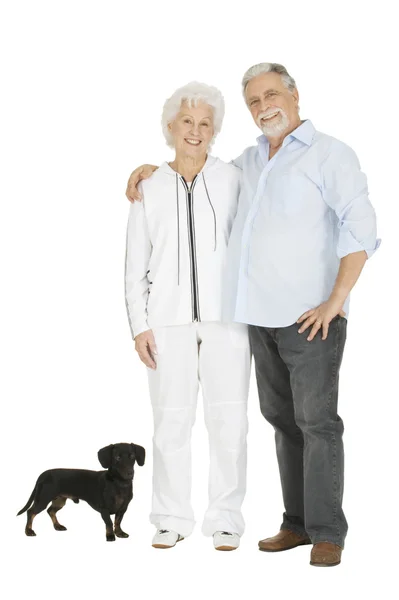 Elderly Couple Dachshund — Stock Photo, Image