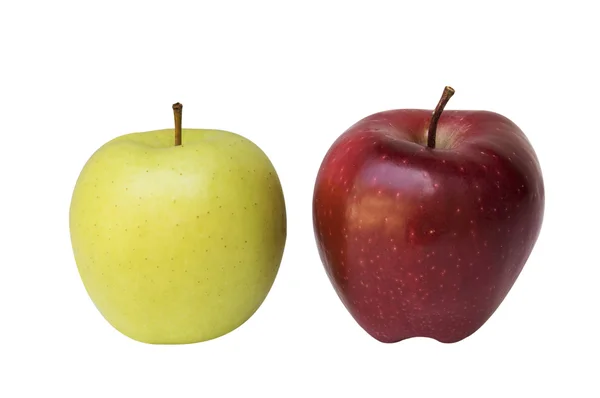 Жёлтое яблоко и красное яблоко — стоковое фото