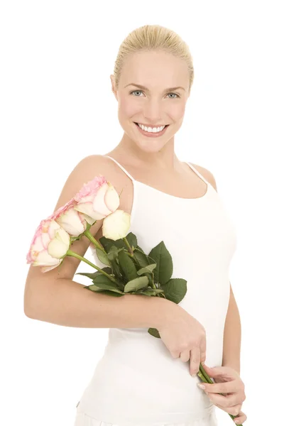 Woman with roses — Stock Photo, Image