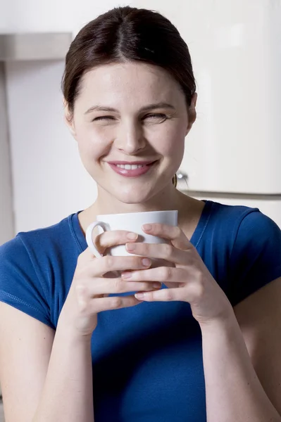 Woman Drinking Cup Tea — Stock Photo, Image