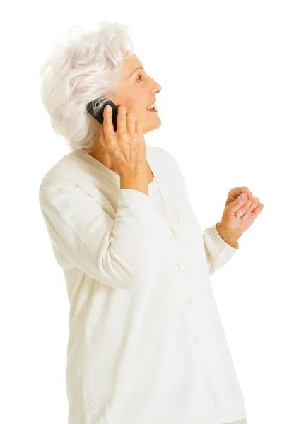 Old Woman Mobile — Stock Photo, Image