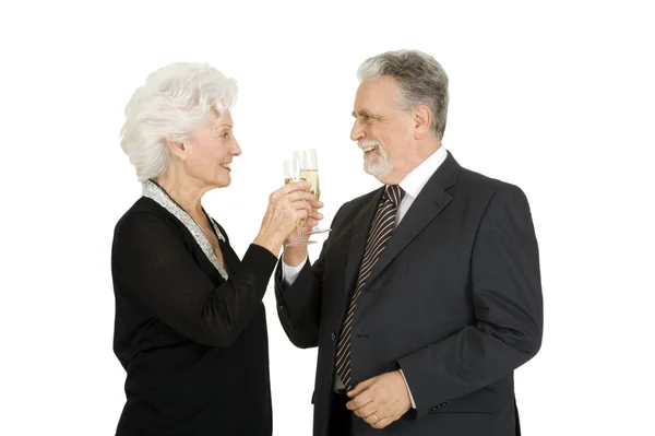 Elegant Elderly Couple Toasting — Stock Photo, Image