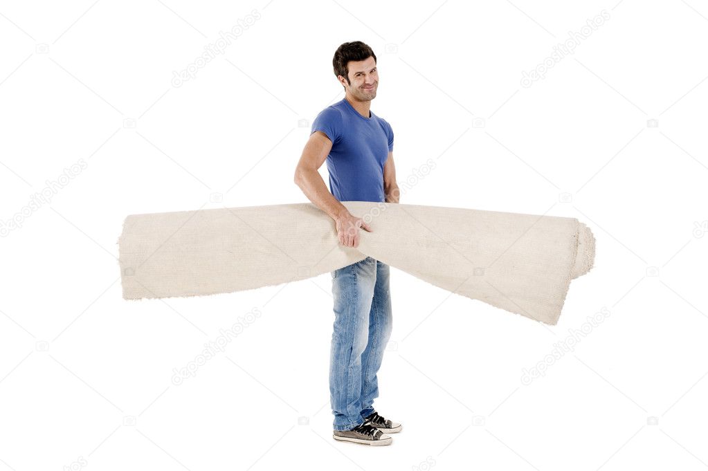 Man carrying a carpet