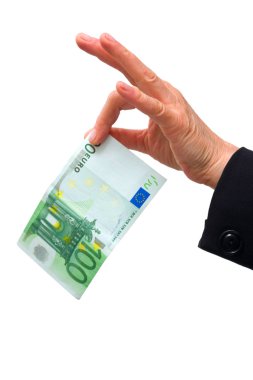 Hand holding 100 euro clipart