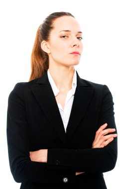 Severe businesswoman with arms crossed clipart