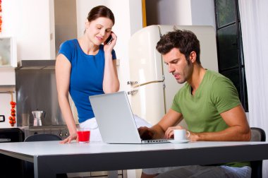 Couple having breakfast clipart