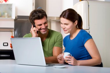 Couple in the kitchen clipart