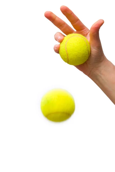 Χέρι και τένις μπάλες — Φωτογραφία Αρχείου