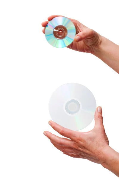 stock image Hands holding two dvd
