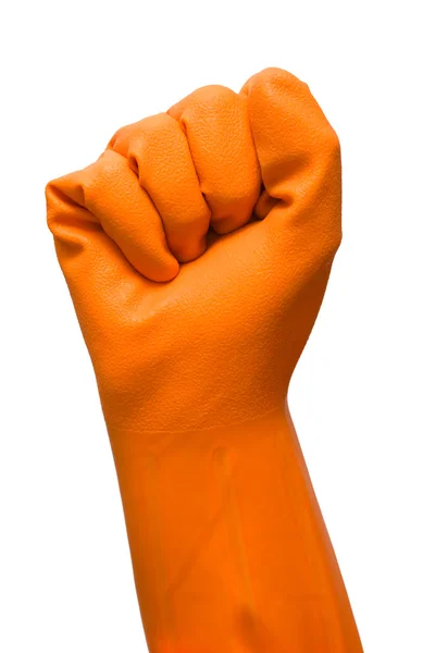 Hand with rubber glove — Stock Photo, Image